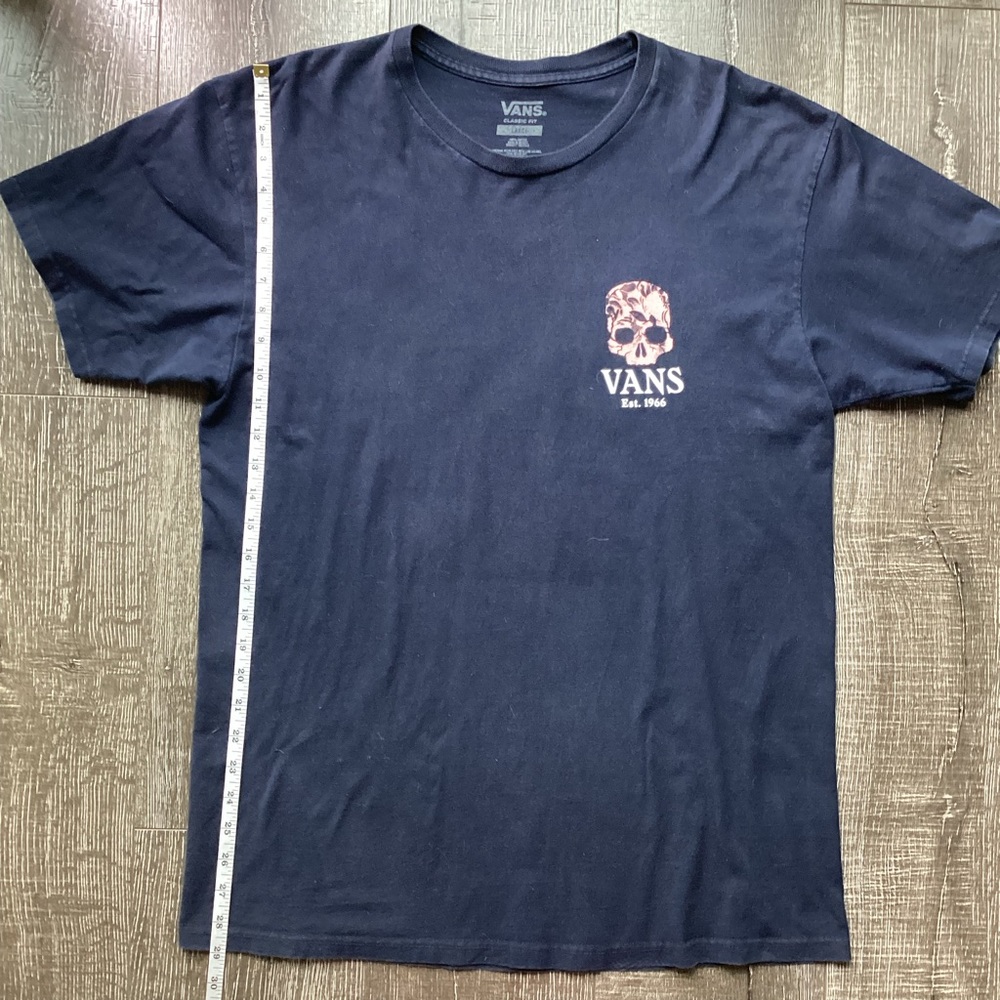 Vans Classic Fit Floral Skull Graphic T-Shirt - Navy Blue - Size Large - Picture 6 of 6